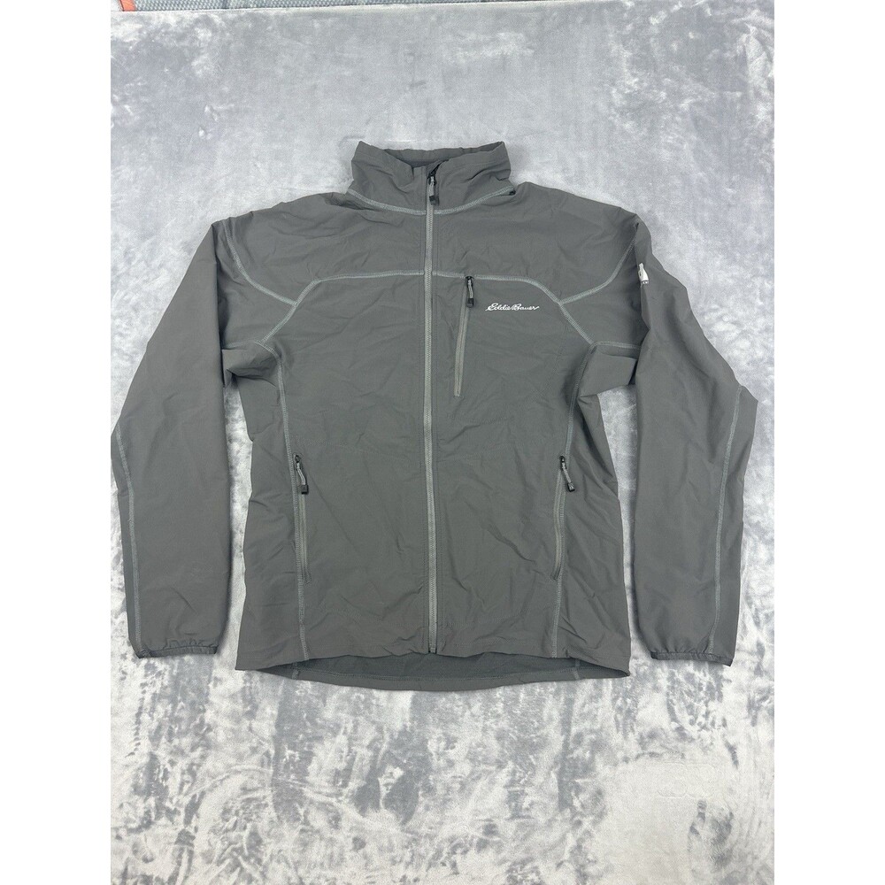Eddie Bauer First Ascent Jacket Mens Sz M Gray Softshell Full Zip Outdoor Hiking